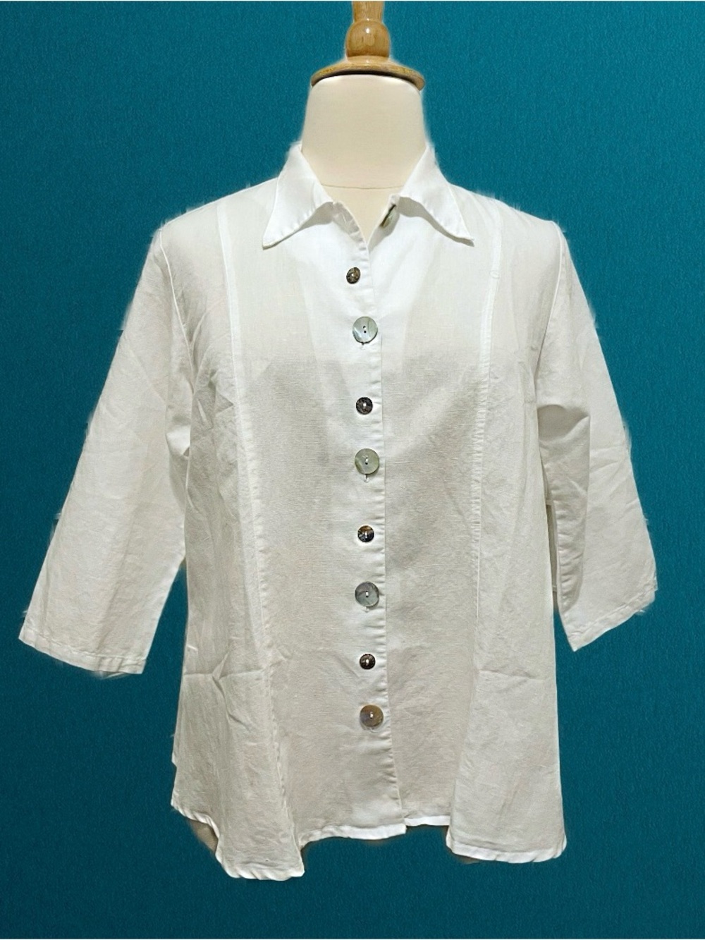 Hot Cotton Linen Blend White Shacket XL